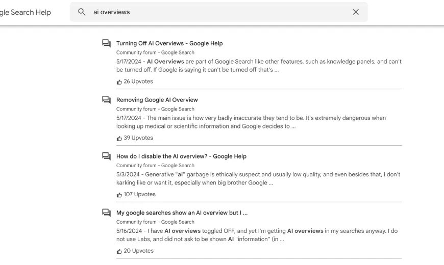 Users ask how to turn of AI Overviews