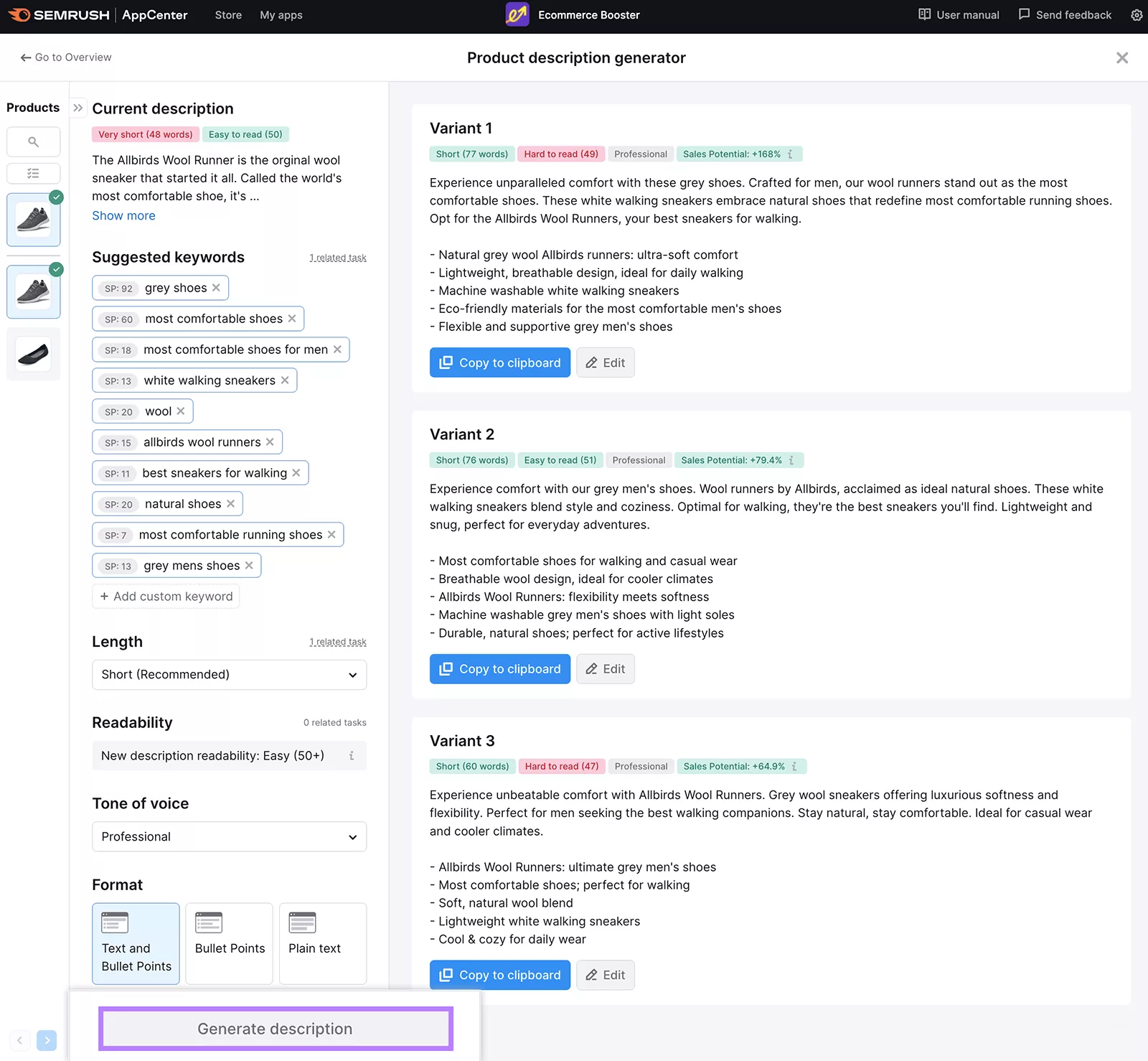 What Is Generative AI and How Does It Work? 3 AI product description generator in Semrush Ecommerce Booster app